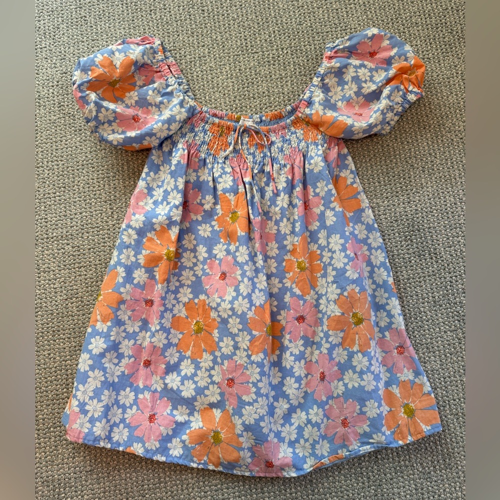 Sabo skirt blue floral mini dress linen small